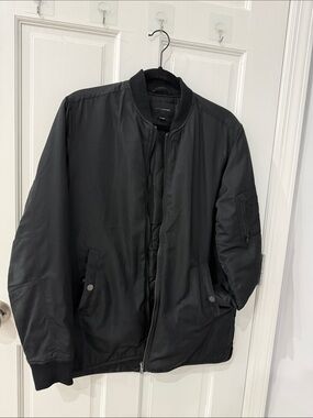 Men's Black Bomber Jacket with Quilted Lining